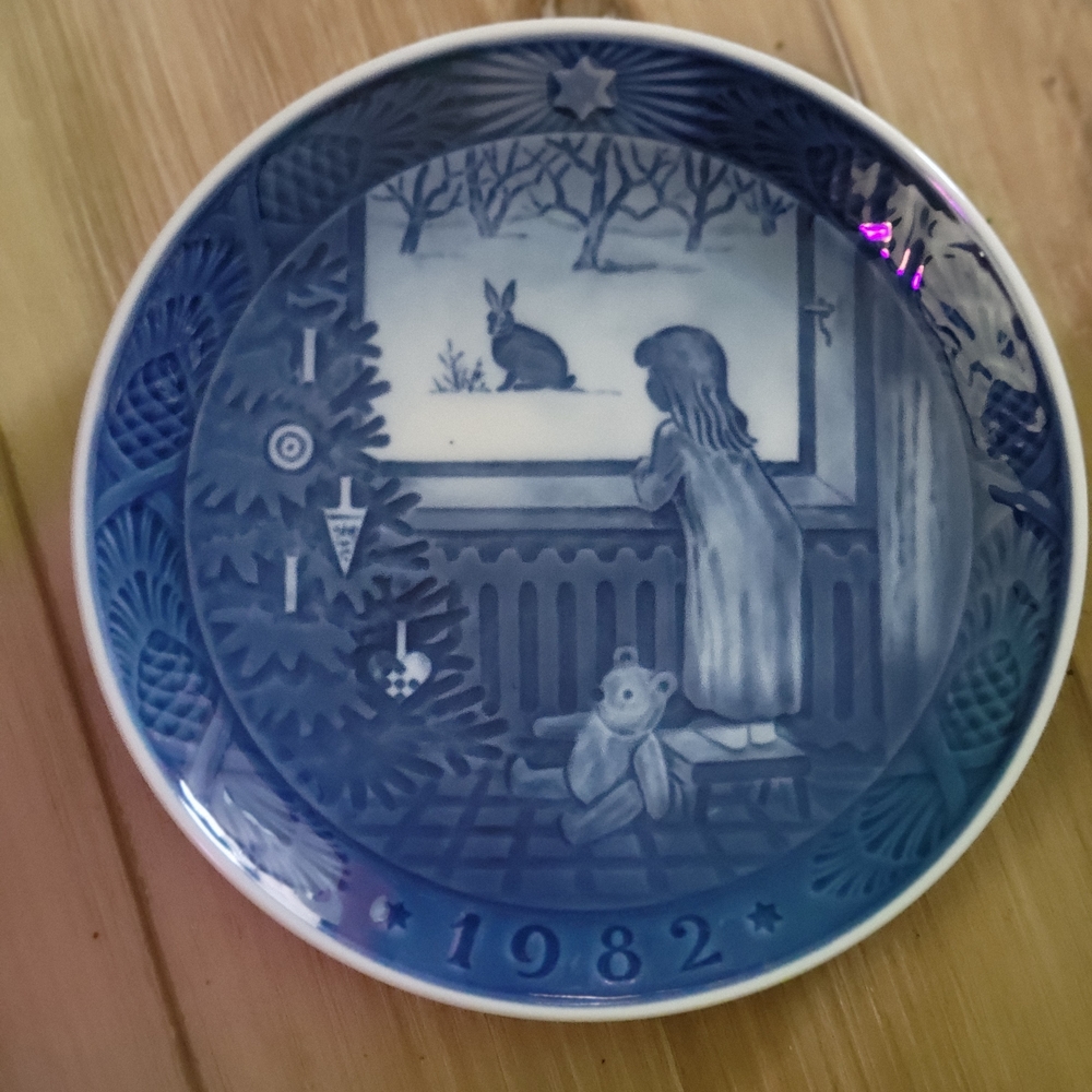 Blue Decorative Plate with Winter Scene